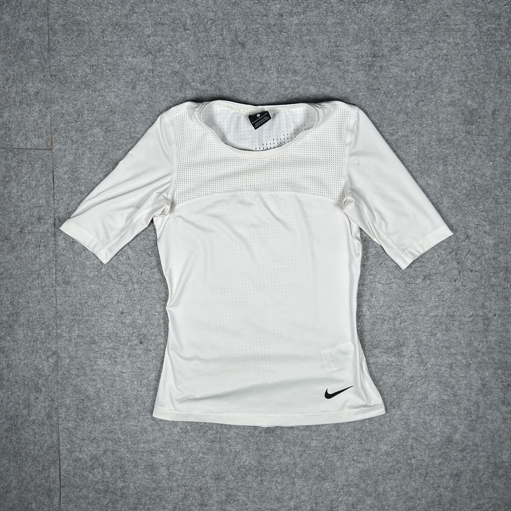 Nike Nike Pro Hypercool Top Womens Small White Training Perforated Mesh Athletic